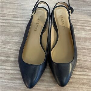 Talbots NAVY Leather Slingback Flats | Size 6.5M | Classic Work Shoe